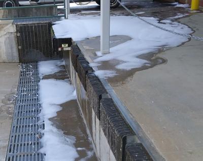 foam and discharge on concrete